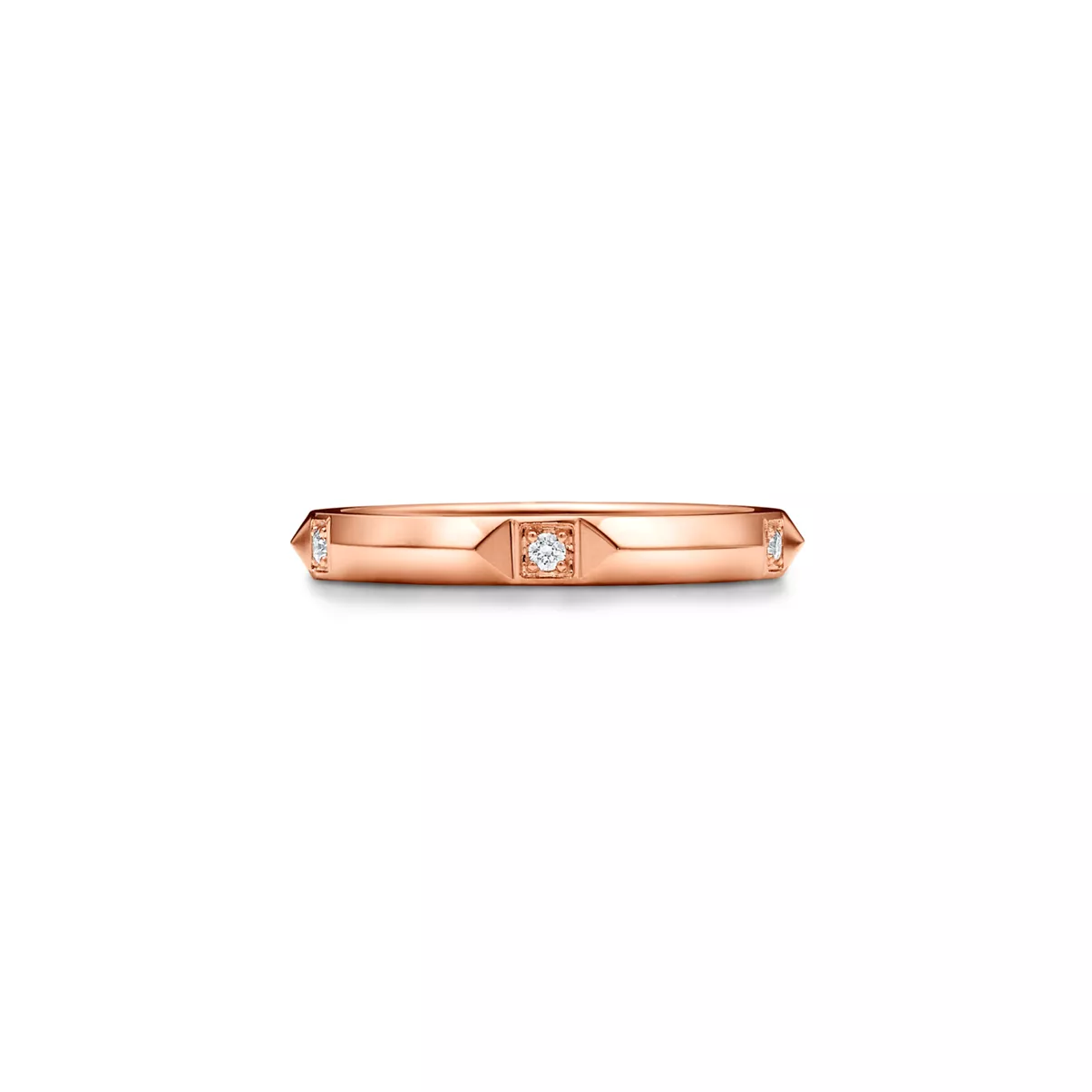 Band Ring in 18k Rose Gold with Diamonds, 2.5 mm Wide