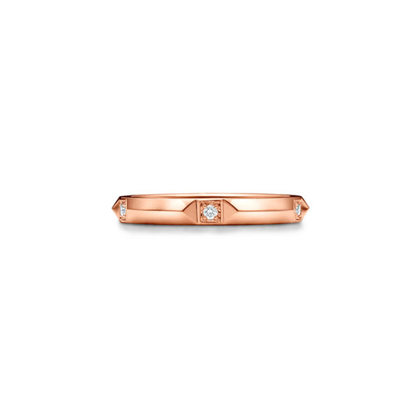 Tiffany True™:Band Ring in 18k Rose Gold with Diamonds, 2.5 mm Wide