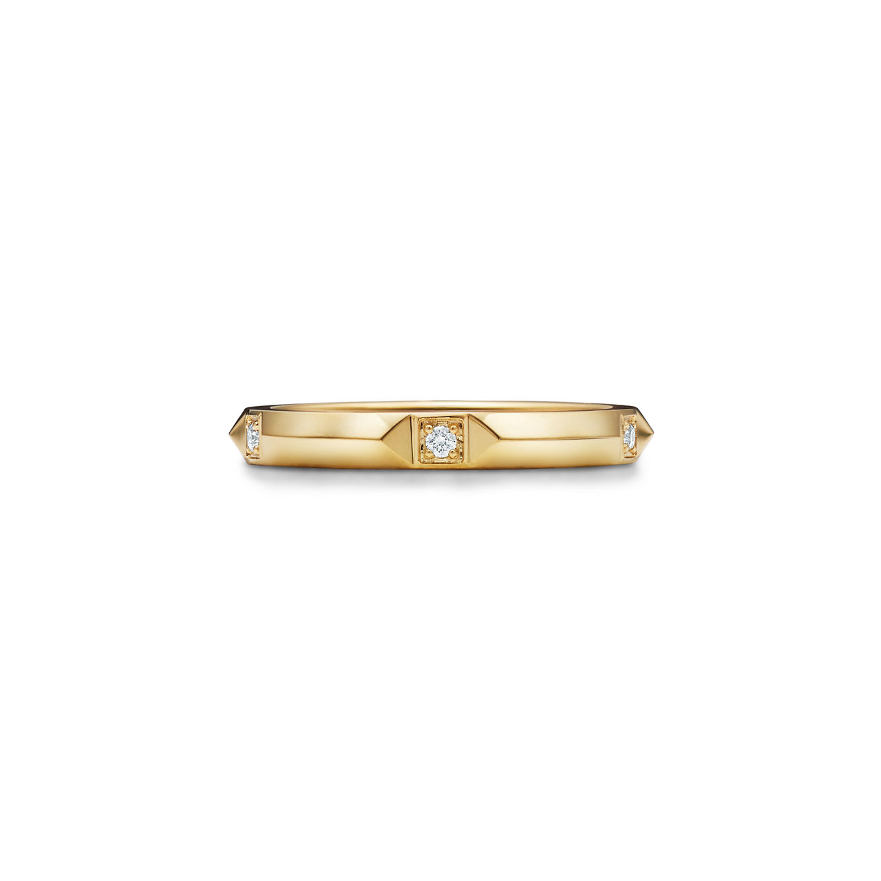 Band Ring in 18k Gold with Diamonds, 2.5 mm Wide