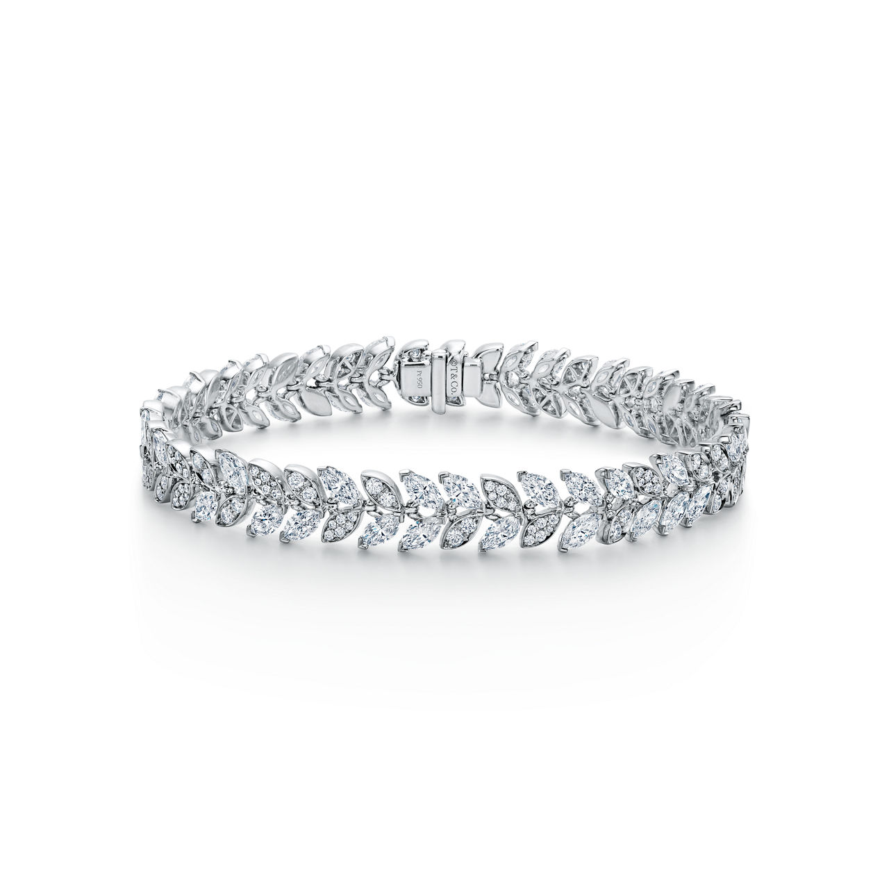 Vine Tennis Bracelet in Platinum with Diamonds