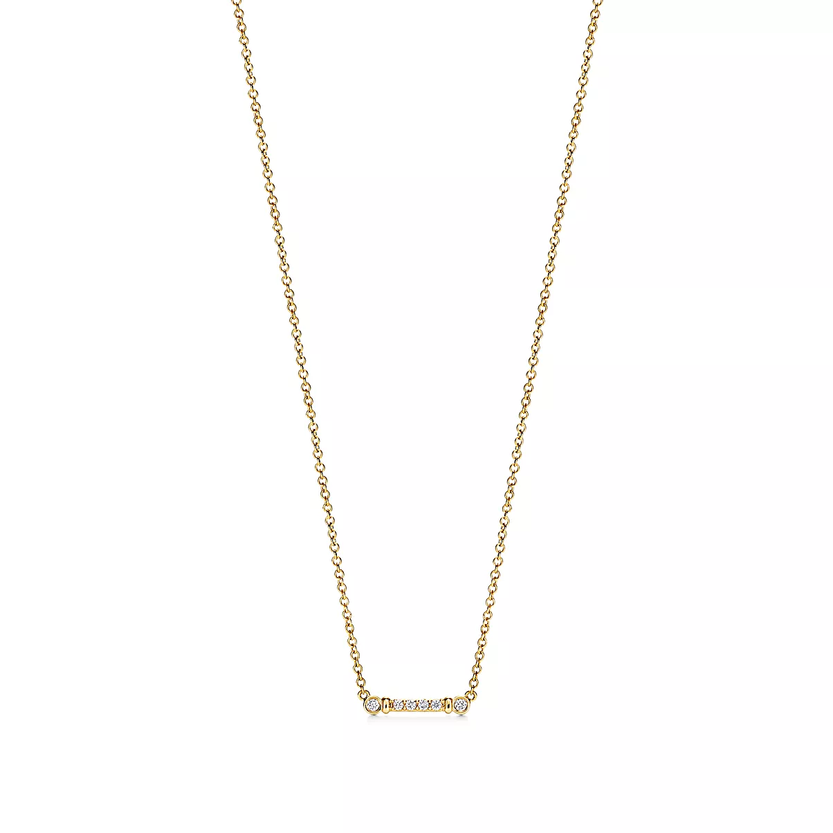Tiffany Keys Pendant w/Chain 18K 옐로우 골드 라운드 브릴리언트 다이아몬드 One Scale