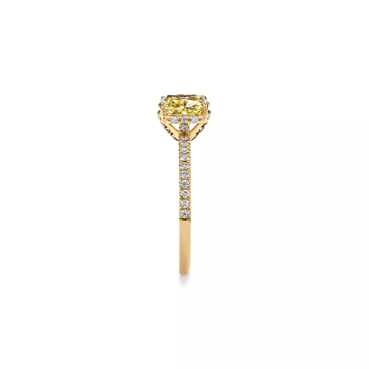 Tiffany True®: Engagement Ring with a Cushion-cut Yellow Diamond and an 18k Yellow Gold Diamond Band, 5