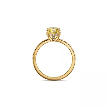 Tiffany True®:Engagement Ring with a Cushion-cut Yellow Diamond and an 18k Yellow Gold Diamond Band, 6