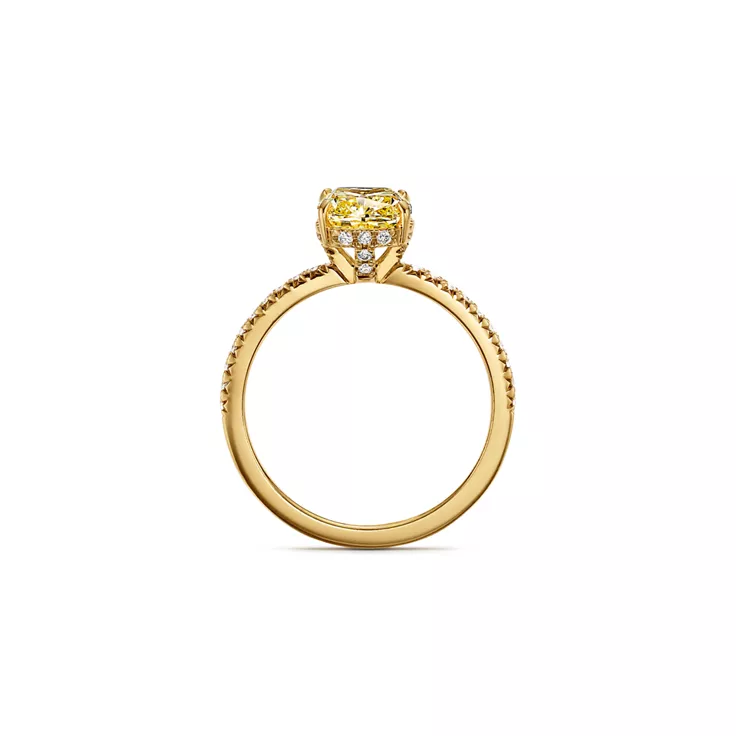Tiffany True®: Engagement Ring with a Cushion-cut Yellow Diamond and an 18k Yellow Gold Diamond Band, 6