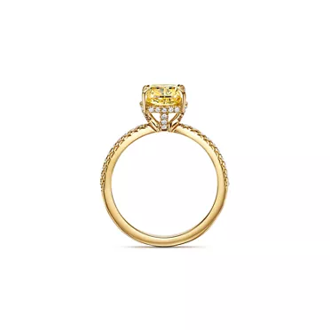 Tiffany True&reg;:Engagement Ring with a Cushion-cut Yellow Diamond and an 18k Yellow Gold Diamond Band, 3