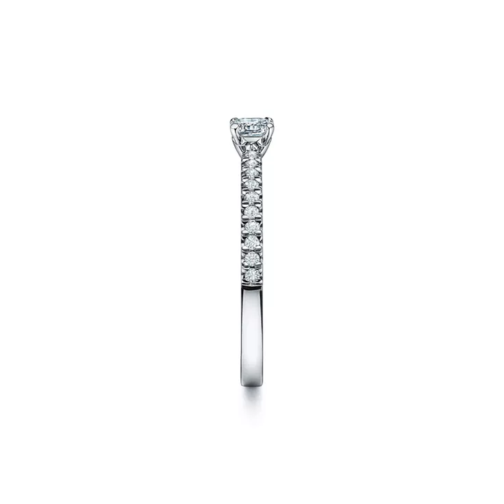 Tiffany True&reg;:Engagement Ring with a Tiffany True&reg; Diamond and a Platinum Diamond Band, 4
