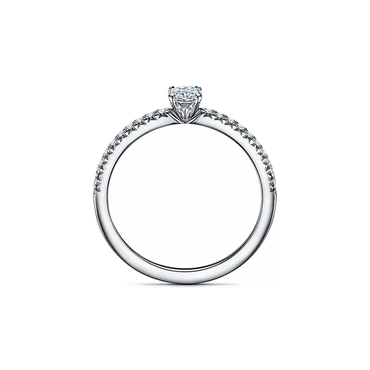 Tiffany True&reg;:Engagement Ring with a Tiffany True&reg; Diamond and a Platinum Diamond Band, 5