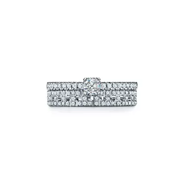 Tiffany True&reg;:Engagement Ring with a Tiffany True&reg; Diamond and a Platinum Diamond Band, 6