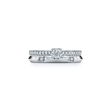 Tiffany True&reg;:Engagement Ring with a Tiffany True&reg; Diamond and a Platinum Diamond Band, 7