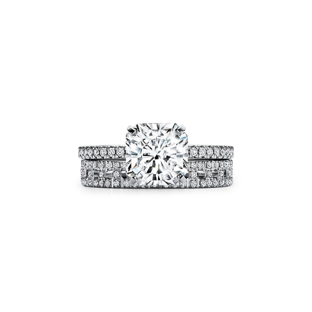 Tiffany True®: Engagement Ring with a Tiffany True®: Diamond and a Platinum Diamond Band image number 6