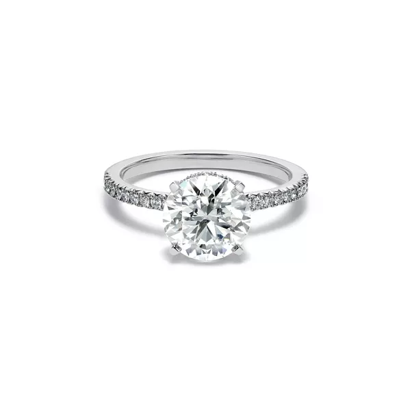 Engagement Ring with a Round Brilliant Diamond and a Platinum Diamond Band