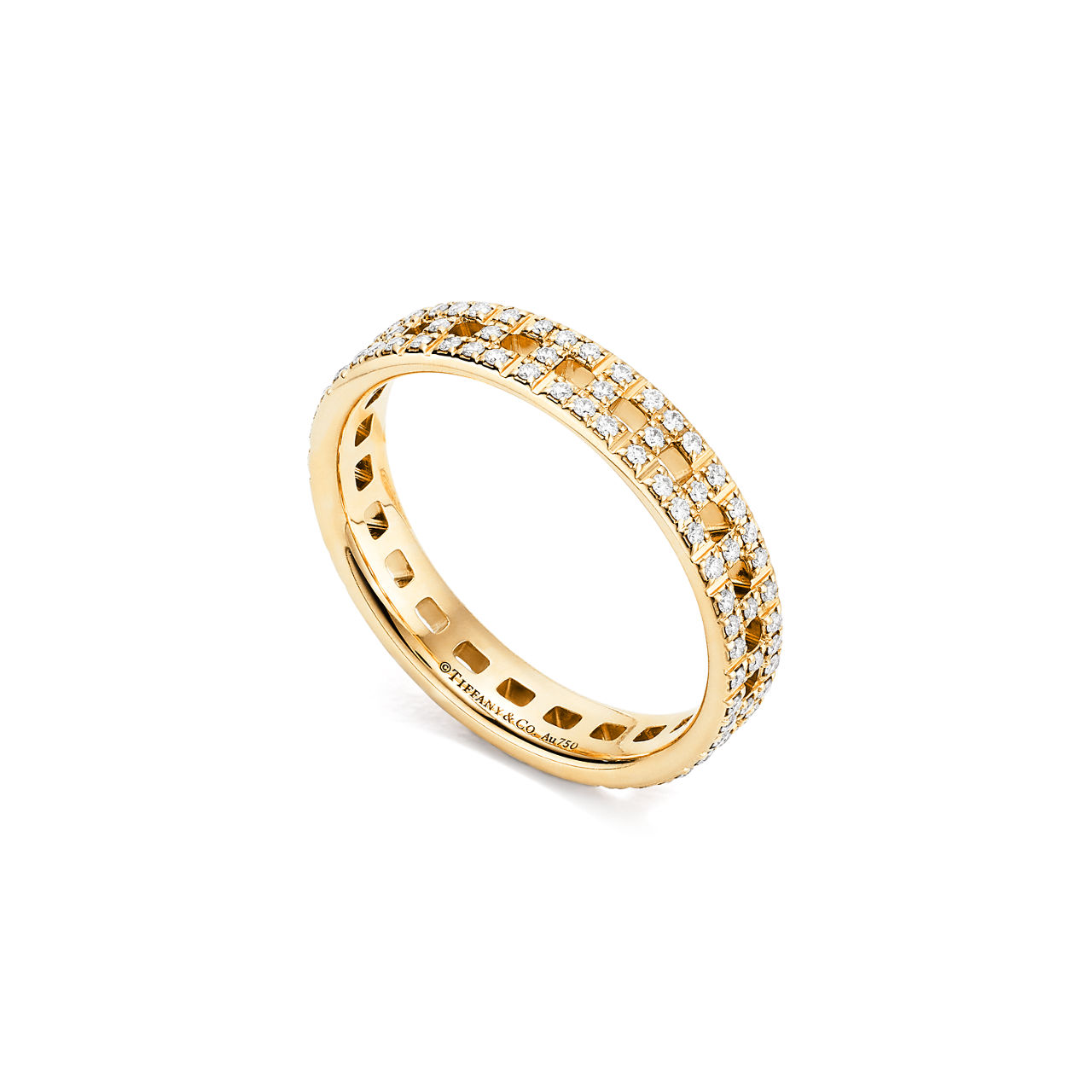 Tiffany T:True schmaler Ring in Gold mit Pavé-Diamanten Bildnummer 3