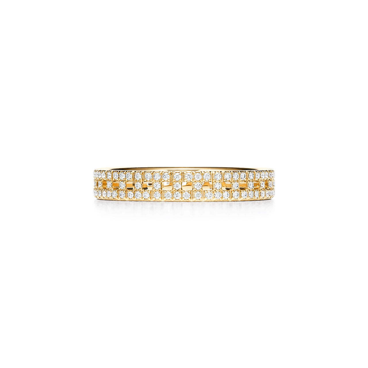 True schmaler Ring in Gold mit Pavé-Diamanten