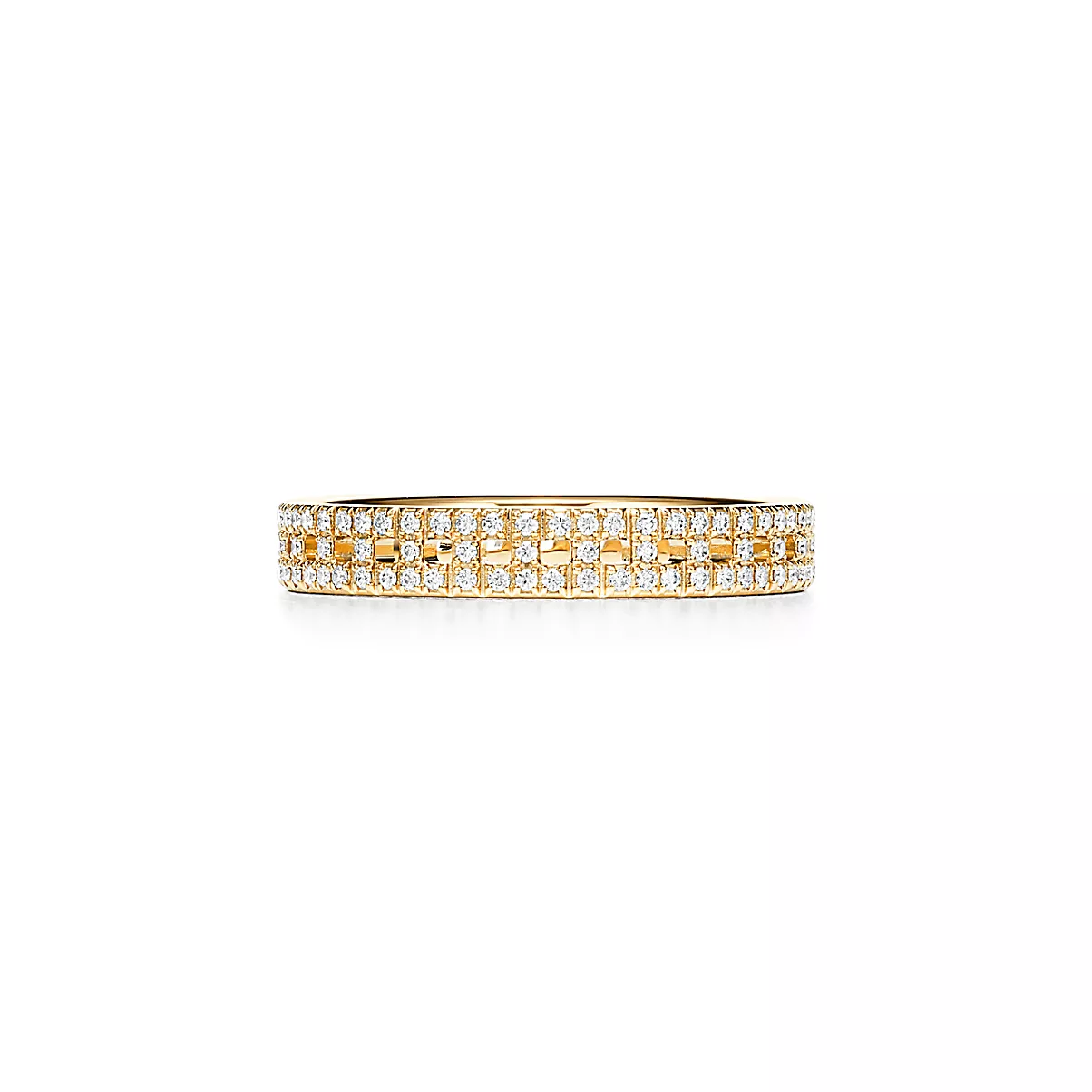 Tiffany T Ring 18K 옐로우 골드 라운드 브릴리언트 다이아몬드