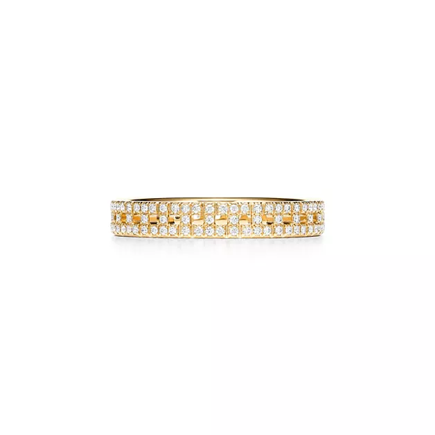Tiffany T:True Narrow Ring in Gold with Pavé Diamonds image number 0
