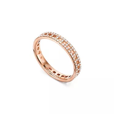 Tiffany T:True Narrow Ring in Rose Gold with Pav&eacute; Diamonds, 3
