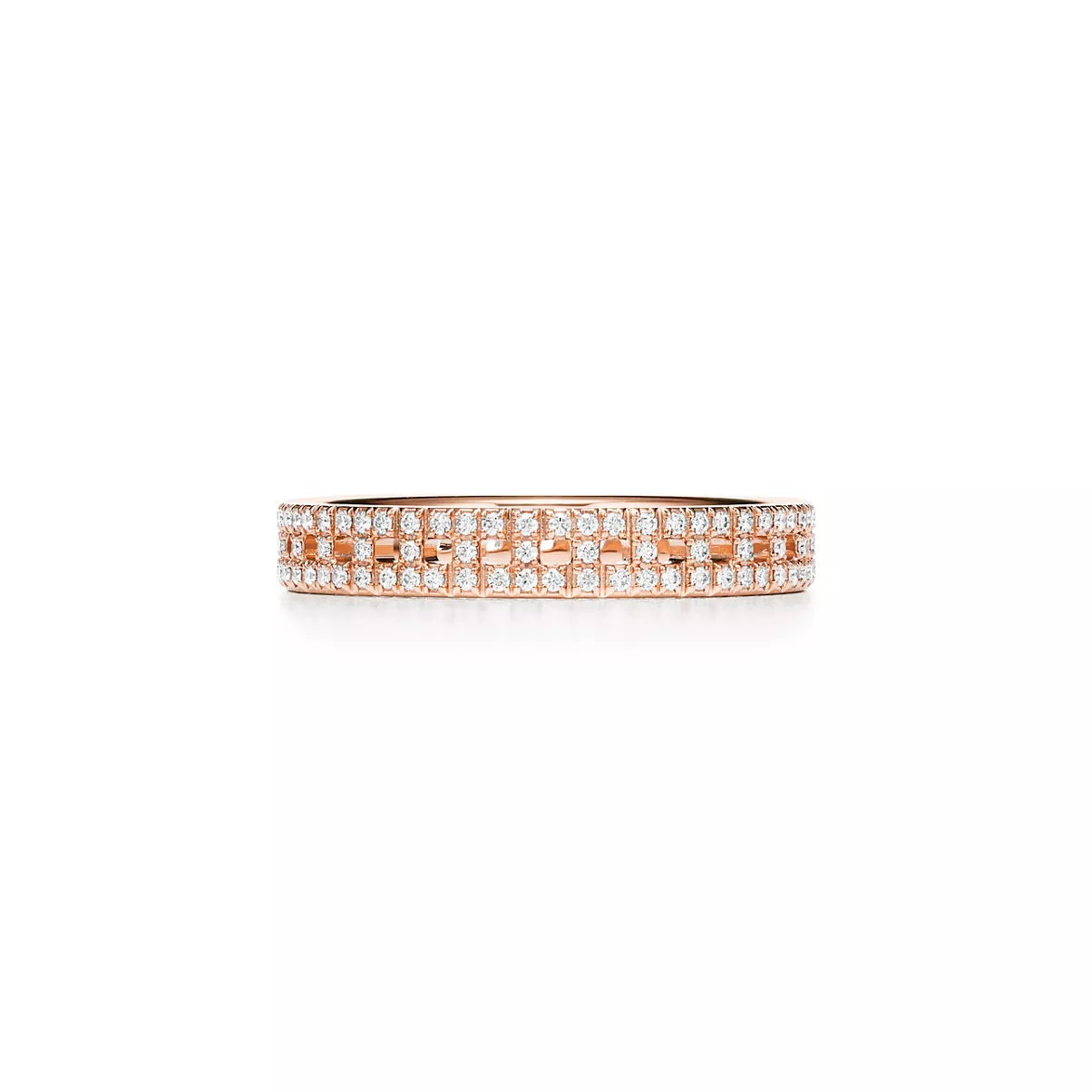 True Narrow Ring in Rose Gold with Pav&eacute; Diamonds