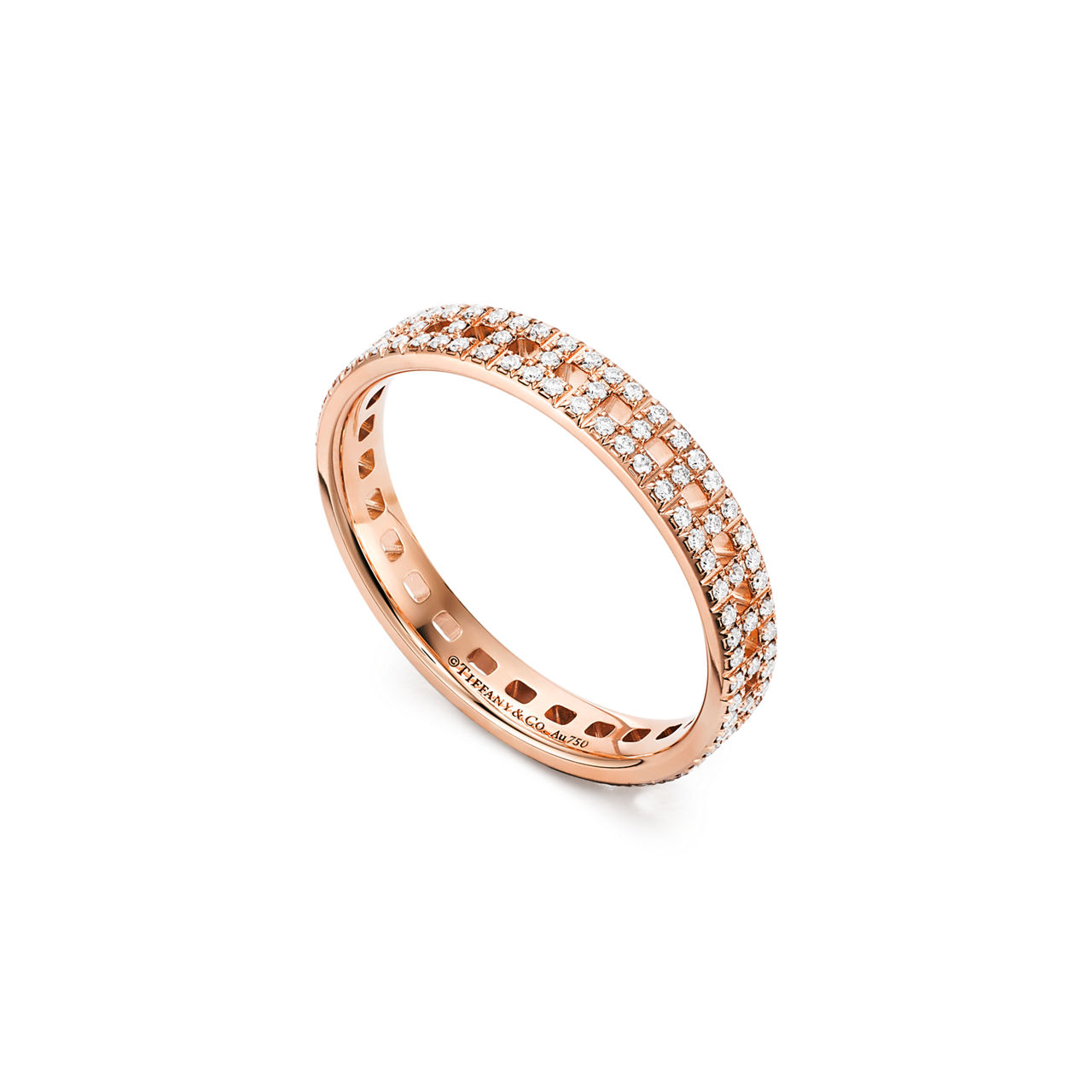 Tiffany T:True Narrow Ring in Rose Gold with Pavé Diamonds image number 3