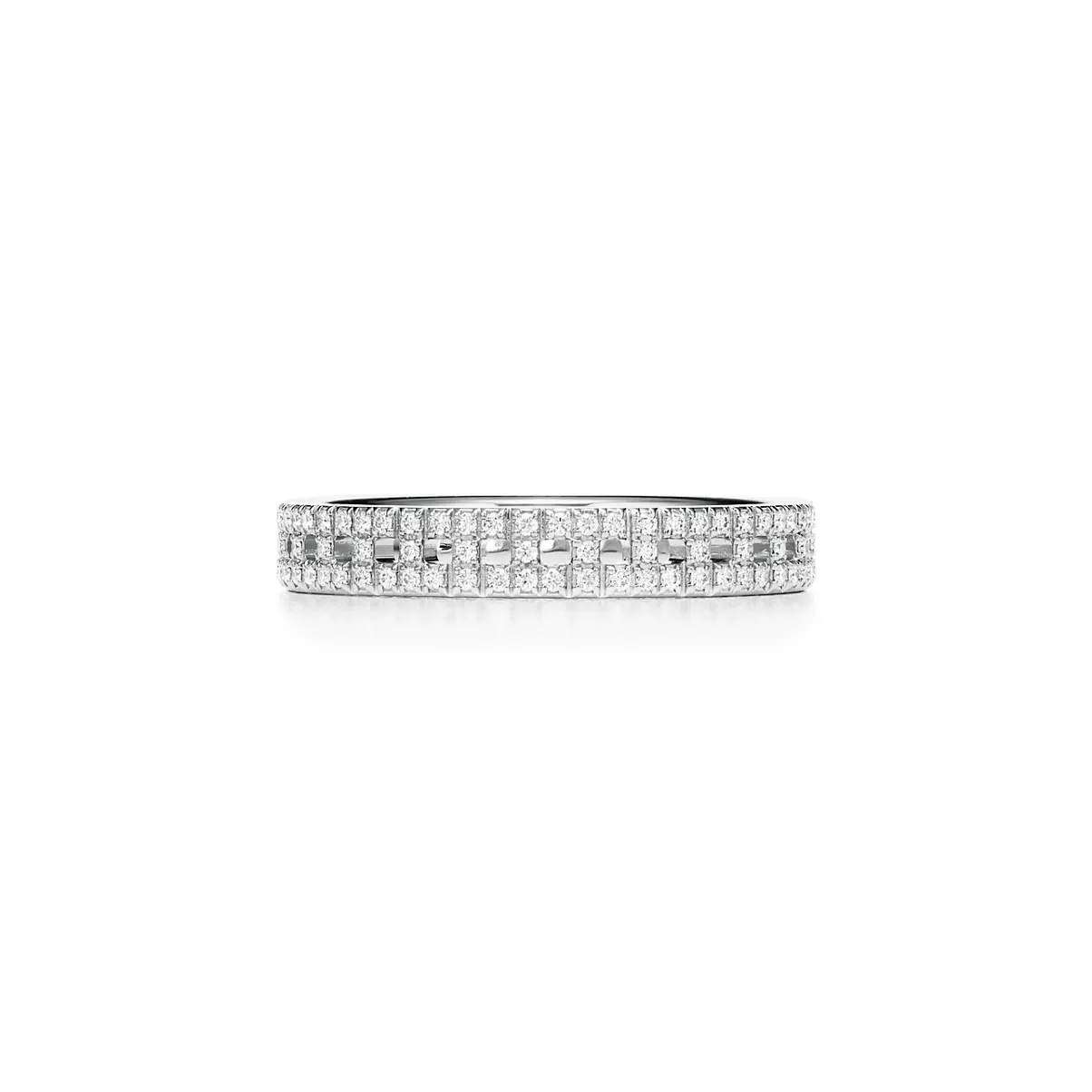 True Narrow Ring in White Gold with Pav&eacute; Diamonds