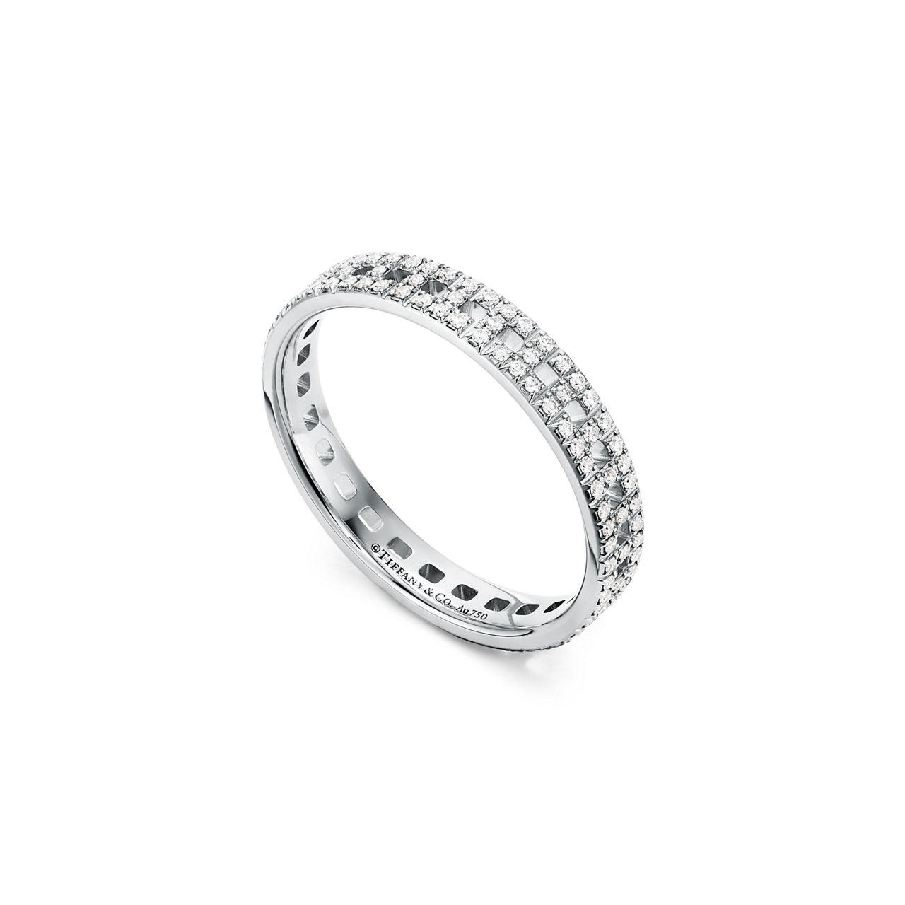 Tiffany T:True Narrow Ring in White Gold with Pavé Diamonds image number 3