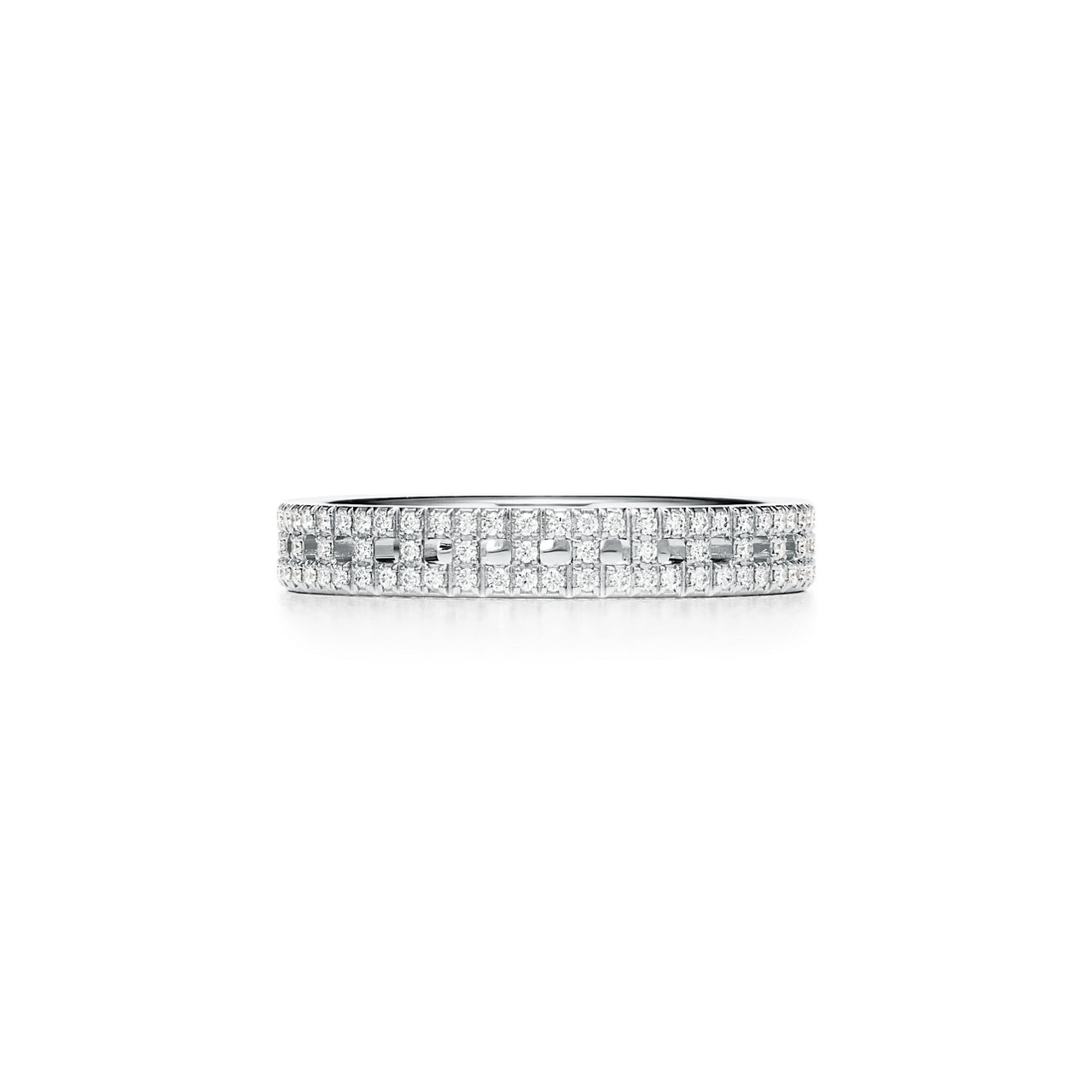 Tiffany T:True Narrow Ring in White Gold with Pavé Diamonds image number 0