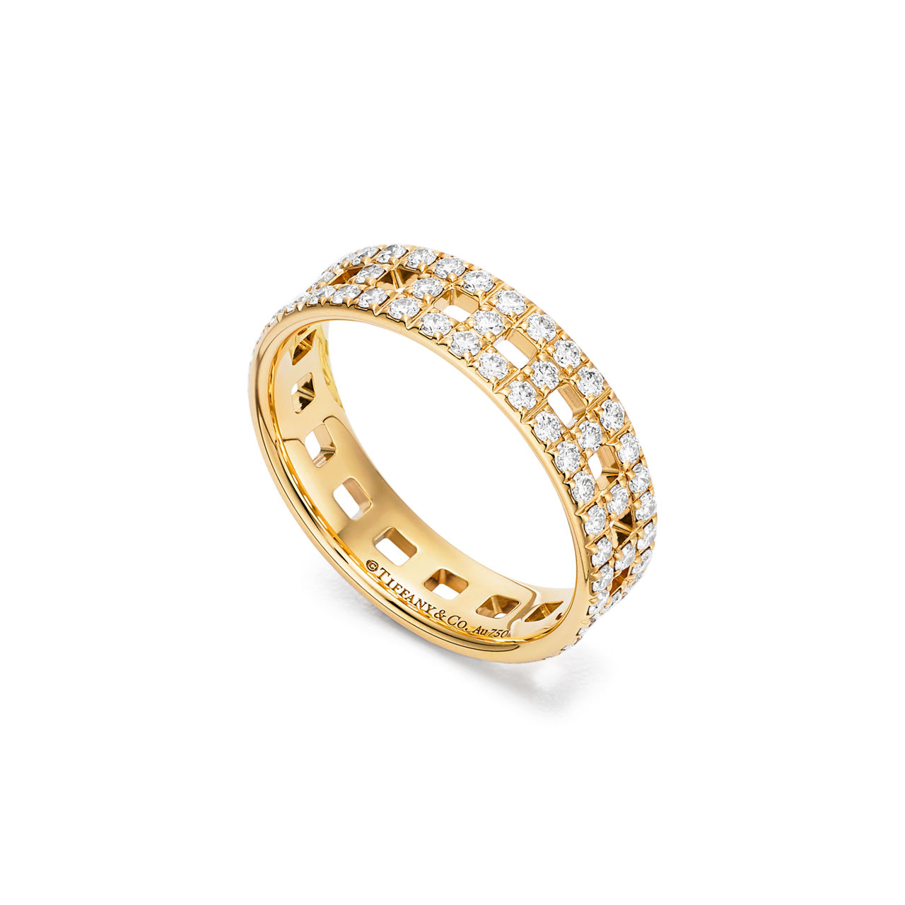 Tiffany T:True Wide Ring in Gold with Pavé Diamonds image number 3