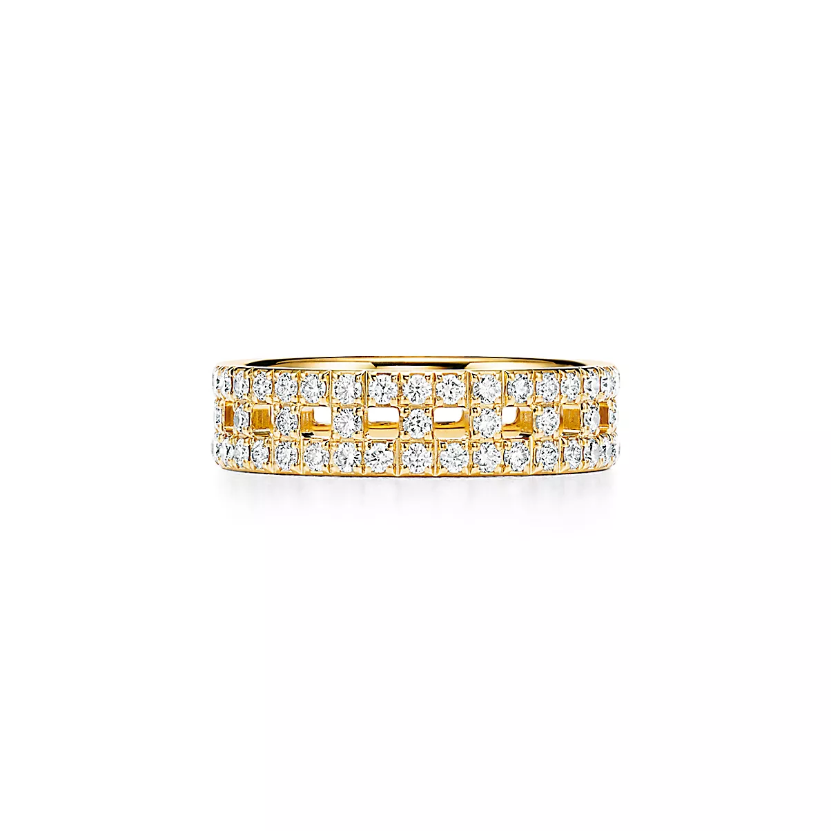 Tiffany T Ring 18K 옐로우 골드 라운드 브릴리언트 다이아몬드