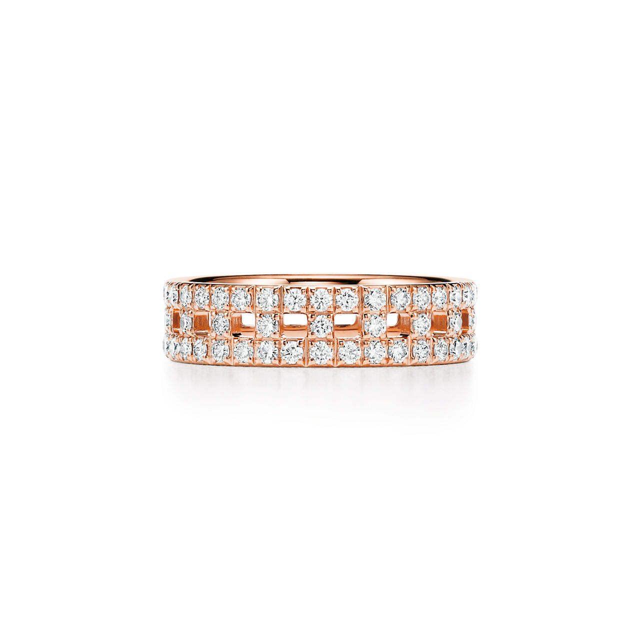 True breiter Ring  in Roségold mit Pavé-Diamanten