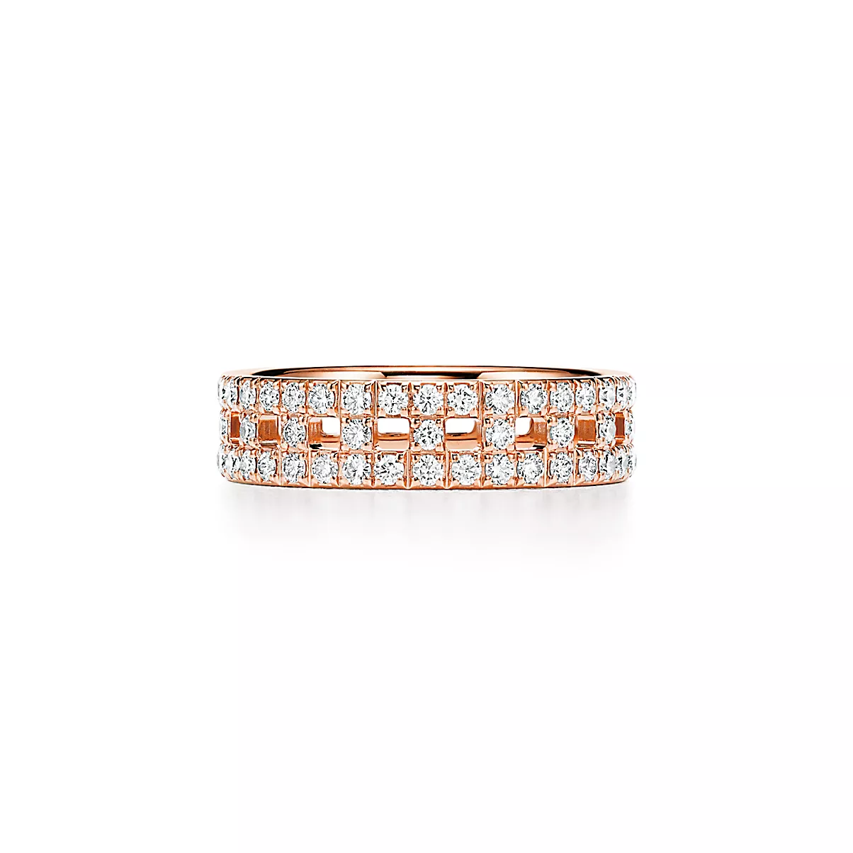 Tiffany T Ring 18K 로즈 골드 라운드 브릴리언트 다이아몬드