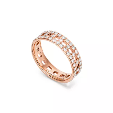 Tiffany T:True Wide Ring in Rose Gold with Pav&eacute; Diamonds, 3