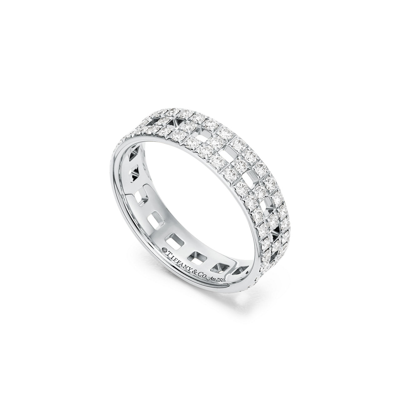 Tiffany T:True Wide Ring in White Gold with Pavé Diamonds image number 3