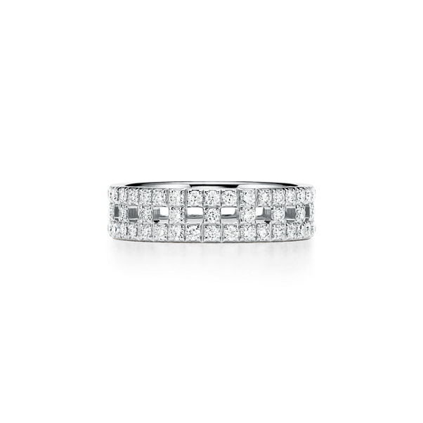 Tiffany T:True Wide Ring in White Gold with Pavé Diamonds