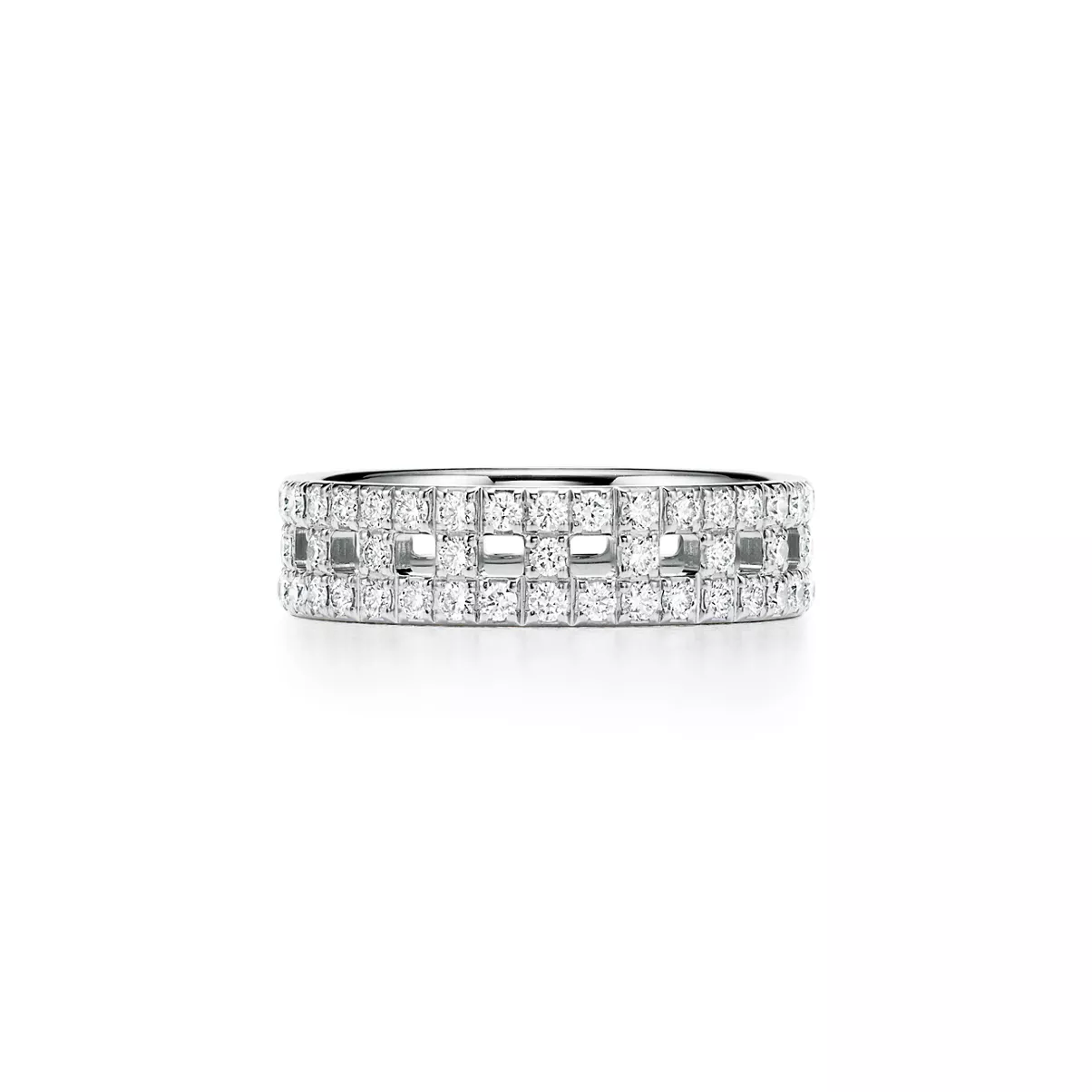 True breiter Ring in Wei&szlig;gold mit Pav&eacute;-Diamanten