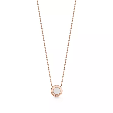 Tiffany T:Pendentif Cercle en nacre et diamants en or rose, 2