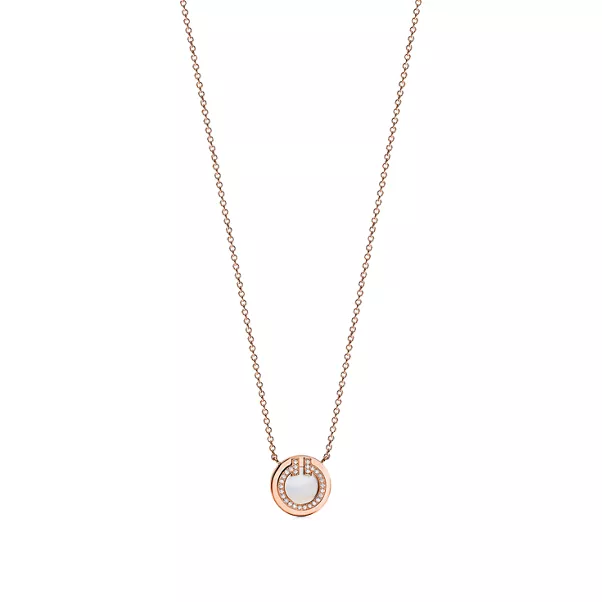 Circle Anhänger mit Diamant und Perlmutt in Roségold