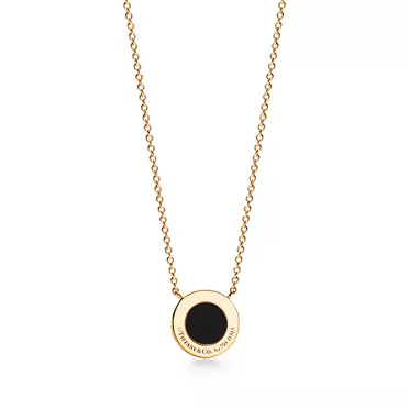 Tiffany T:Colgante circular de diamantes y ónice negro de oro amarillo, 2