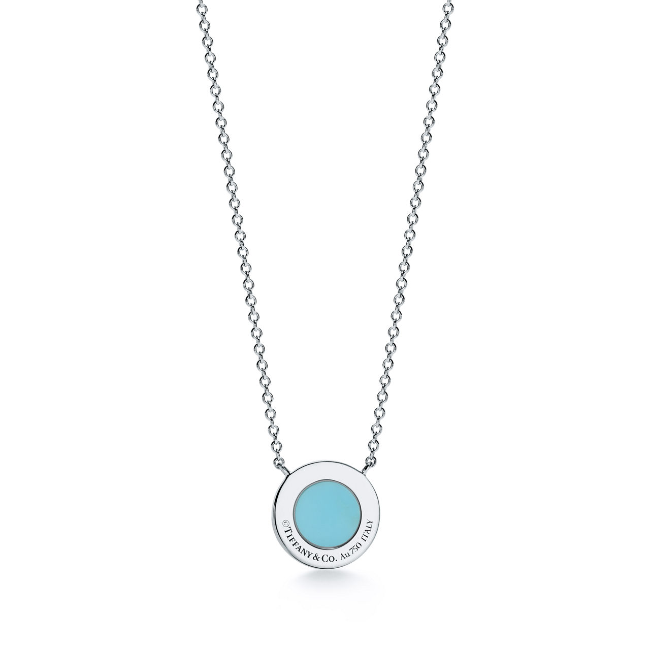 Tiffany T:Diamond and Turquoise Circle Pendant in White Gold image number 2