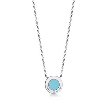 Tiffany T:Diamond and Turquoise Circle Pendant in White Gold, 2