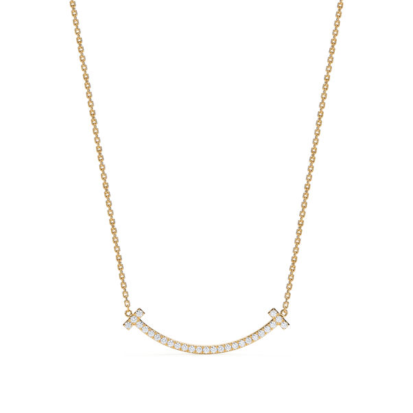 Tiffany T:Medium Smile Pendant in Gold with Diamonds