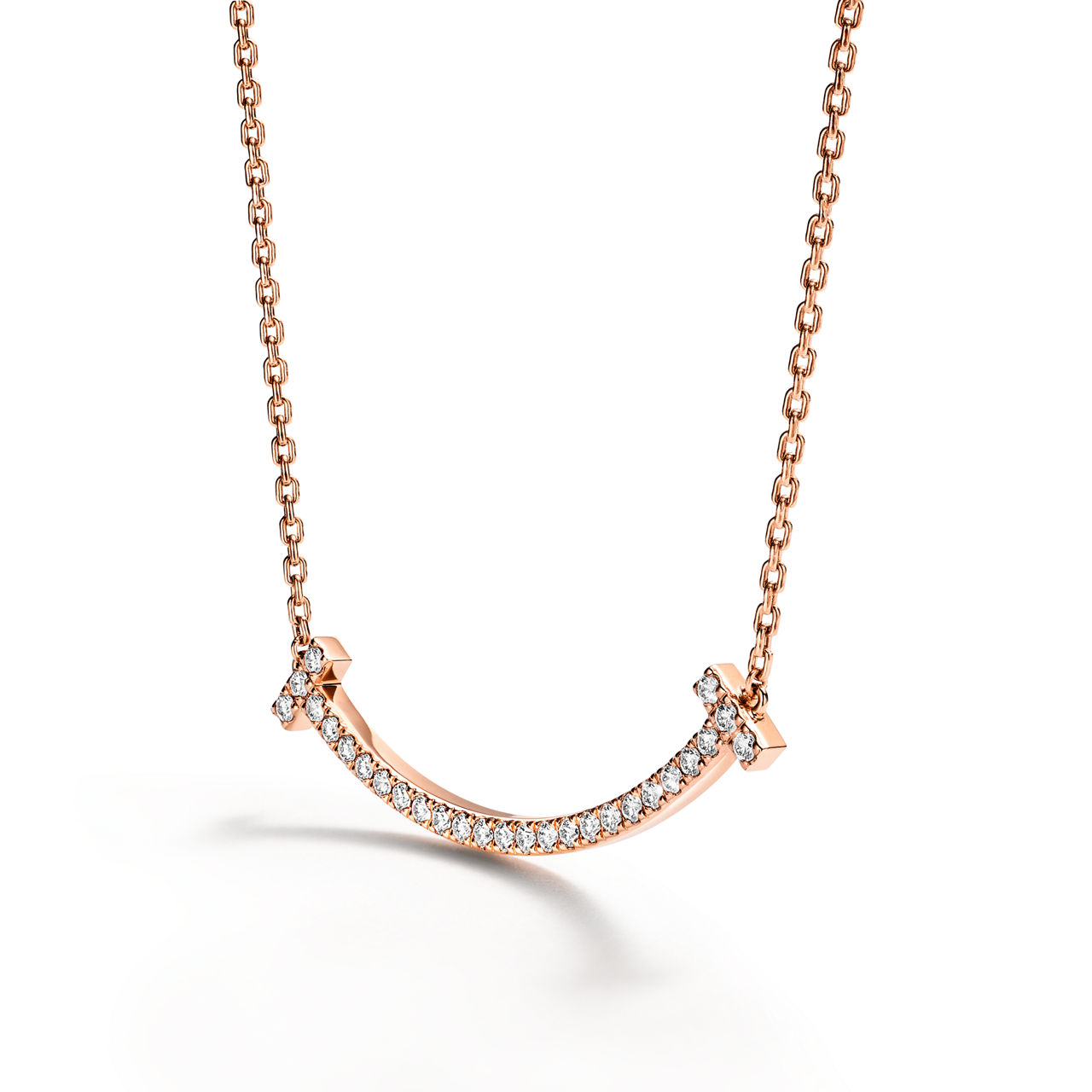 Tiffany T:Medium Smile Pendant in Rose Gold with Diamonds image number 3