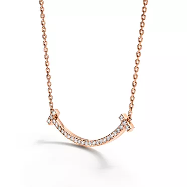 Tiffany T:Colgante Smile mediano de oro rosa con diamantes, 3