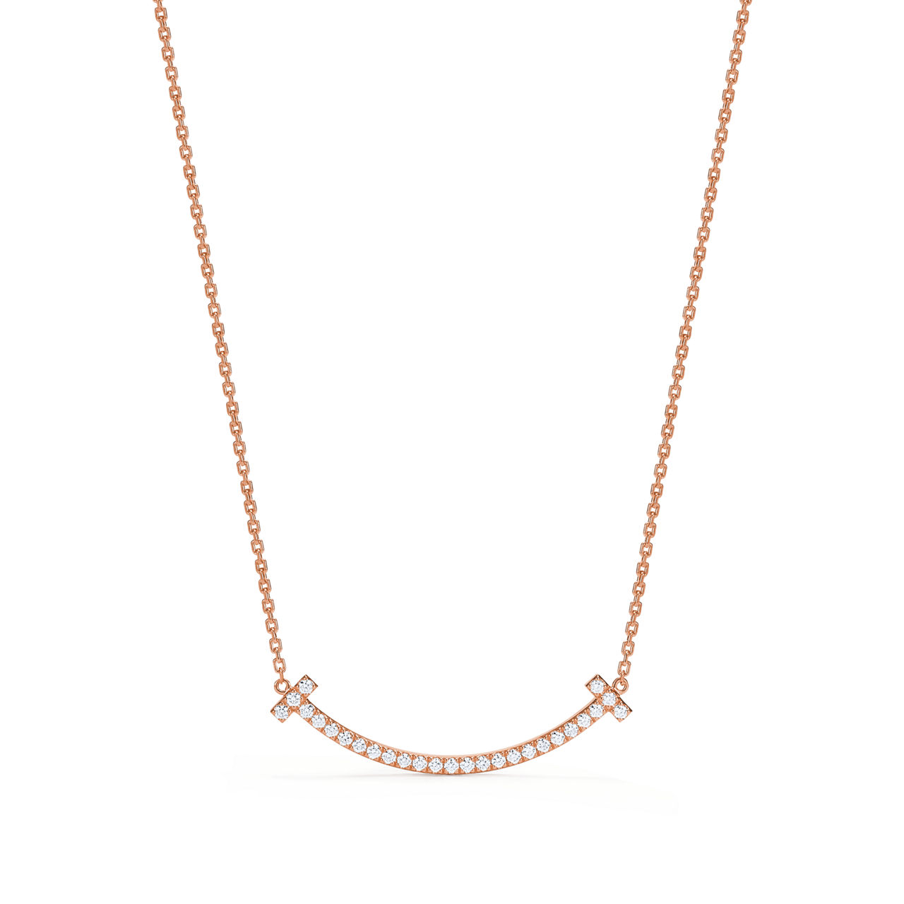 Tiffany T:Medium Smile Pendant in Rose Gold with Diamonds image number 0