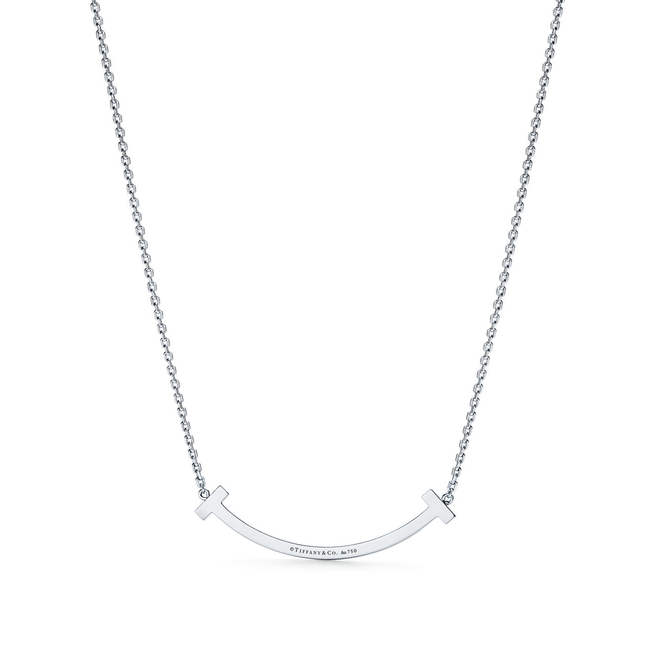 Tiffany T:Medium Smile Pendant in White Gold with Diamonds image number 2