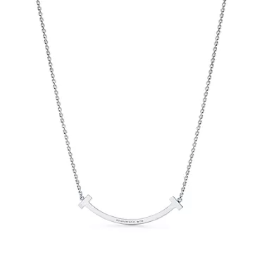Tiffany T:Medium Smile Pendant in White Gold with Diamonds, 2