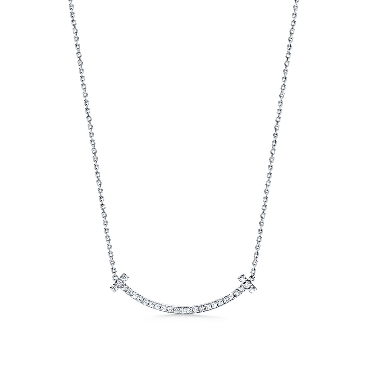 Medium Smile Pendant in White Gold with Diamonds