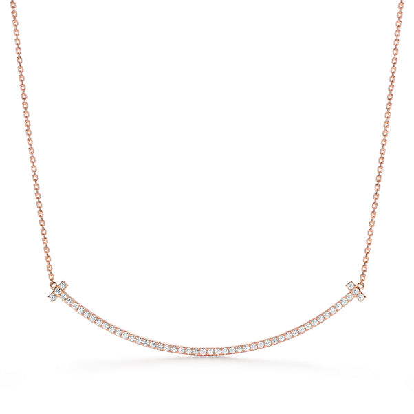 Tiffany T: Extra Large Smile Pendant in Rose Gold with Diamonds