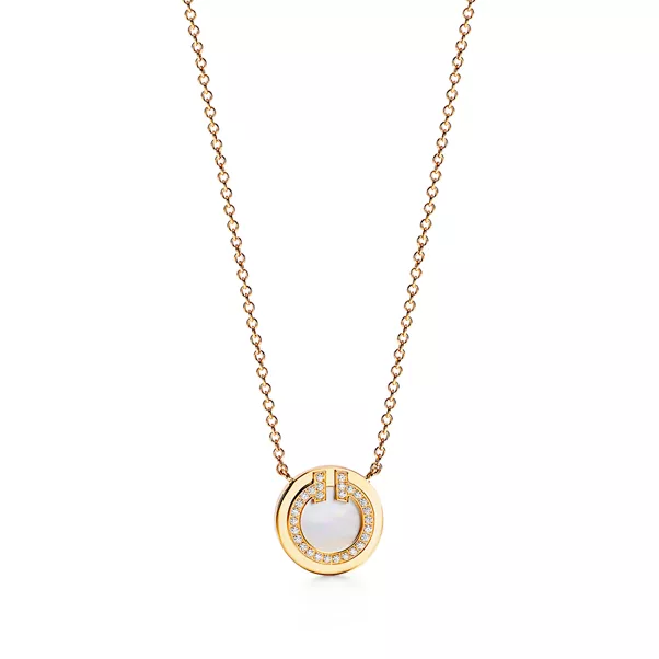 Circle Anhänger mit Diamant und Perlmutt in Gelbgold