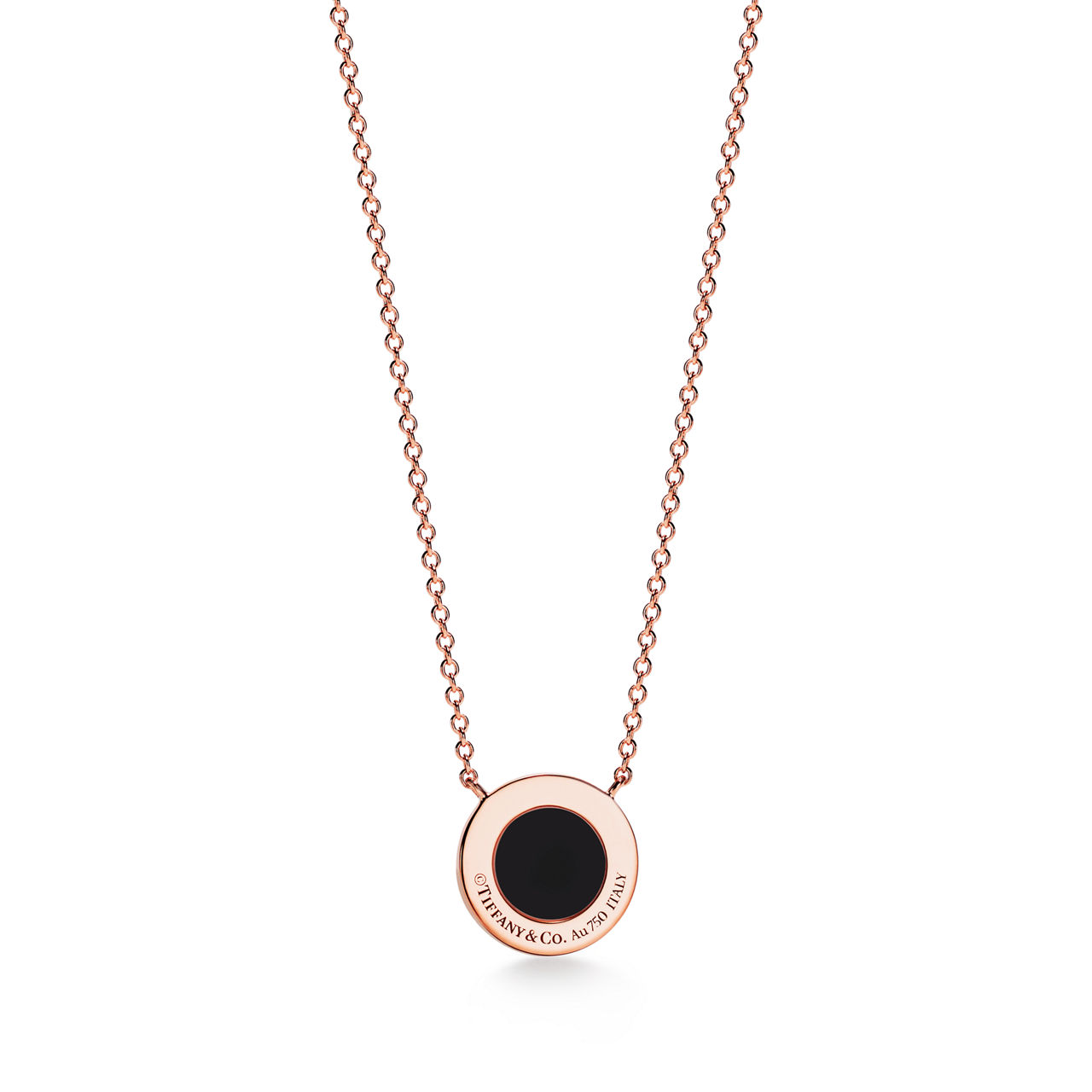 Tiffany T:Diamond and Black Onyx Circle Pendant in Rose Gold image number 2