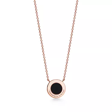 Tiffany T:Diamond and Black Onyx Circle Pendant in Rose Gold, 2