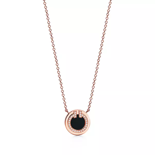 Circle Anhänger mit Diamant und schwarzem Onyx in Roségold